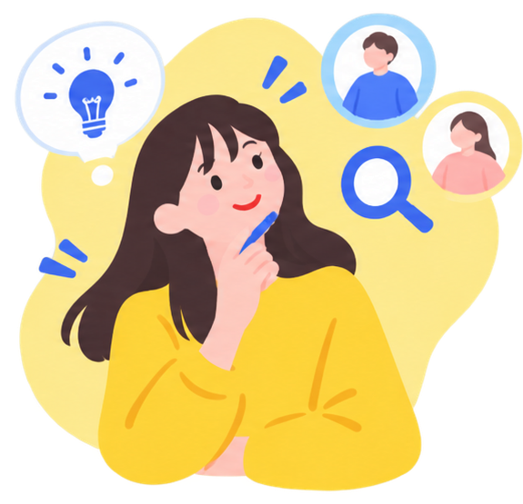 候補者を探し、採用を検討している様子のイラスト
